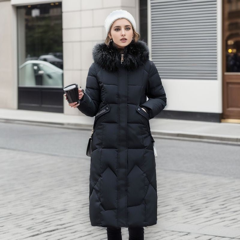 Trendy Midi Womens Coat With Faux Fur Collar Plus Size - Nalani - UK Fashion Clothing and Decor