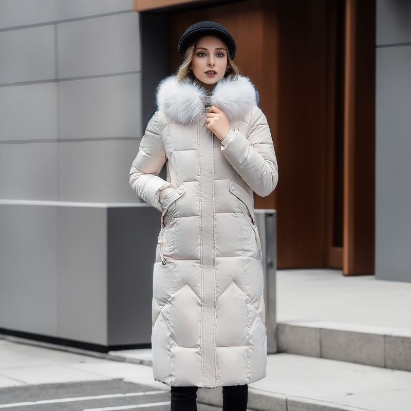 Trendy Midi Womens Coat With Faux Fur Collar Plus Size - Nalani - UK Fashion Clothing and Decor