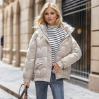 Trendy Short Down Cotton Padded Jacket For Women Warm - Nalani - UK Fashion Clothing and Decor