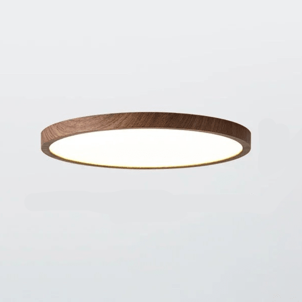 Ultra-Thin Round Walnut Wood Ceiling Lamp – Slim LED Flush Mount Ceiling Light, Adjustable Light, 12 or 16 in, for Modern Spaces - Nalani - Fashion Clothing and Decor
