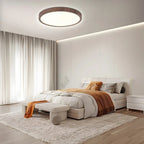 Ultra-Thin Round Walnut Wood Ceiling Lamp – Slim LED Flush Mount Ceiling Light, Adjustable Light, 12 or 16 in, for Modern Spaces - Nalani - Fashion Clothing and Decor