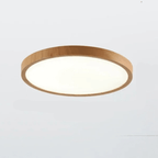 Ultra-Thin Round Walnut Wood Ceiling Lamp – Slim LED Flush Mount Ceiling Light, Adjustable Light, 12 or 16 in, for Modern Spaces - Nalani - Fashion Clothing and Decor