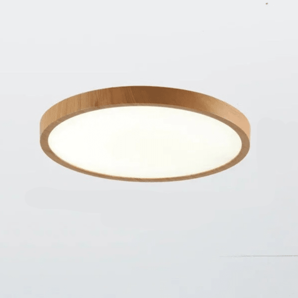Ultra-Thin Round Walnut Wood Ceiling Lamp – Slim LED Flush Mount Ceiling Light, Adjustable Light, 12 or 16 in, for Modern Spaces - Nalani - Fashion Clothing and Decor