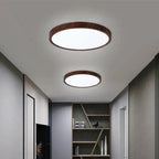 Ultra-Thin Round Walnut Wood Ceiling Lamp – Slim LED Flush Mount Ceiling Light, Adjustable Light, 12 or 16 in, for Modern Spaces - Nalani - Fashion Clothing and Decor