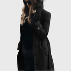 Umami | Women’s Coat | Button Front High Stand Collar - Nalani - Fashion Clothing and Decor