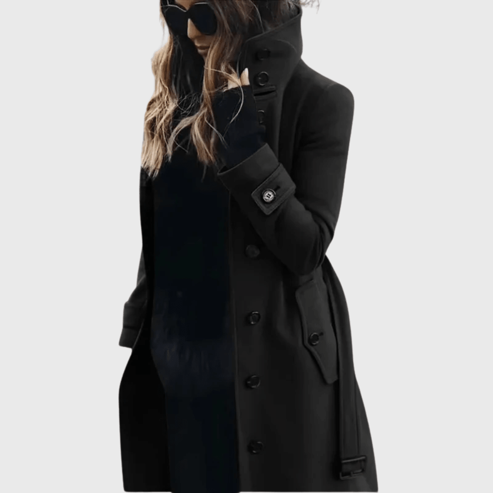 Umami | Women’s Coat | Button Front High Stand Collar - Nalani - Fashion Clothing and Decor