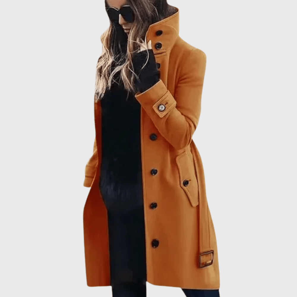 Umami | Women’s Coat | Button Front High Stand Collar - Nalani - Fashion Clothing and Decor
