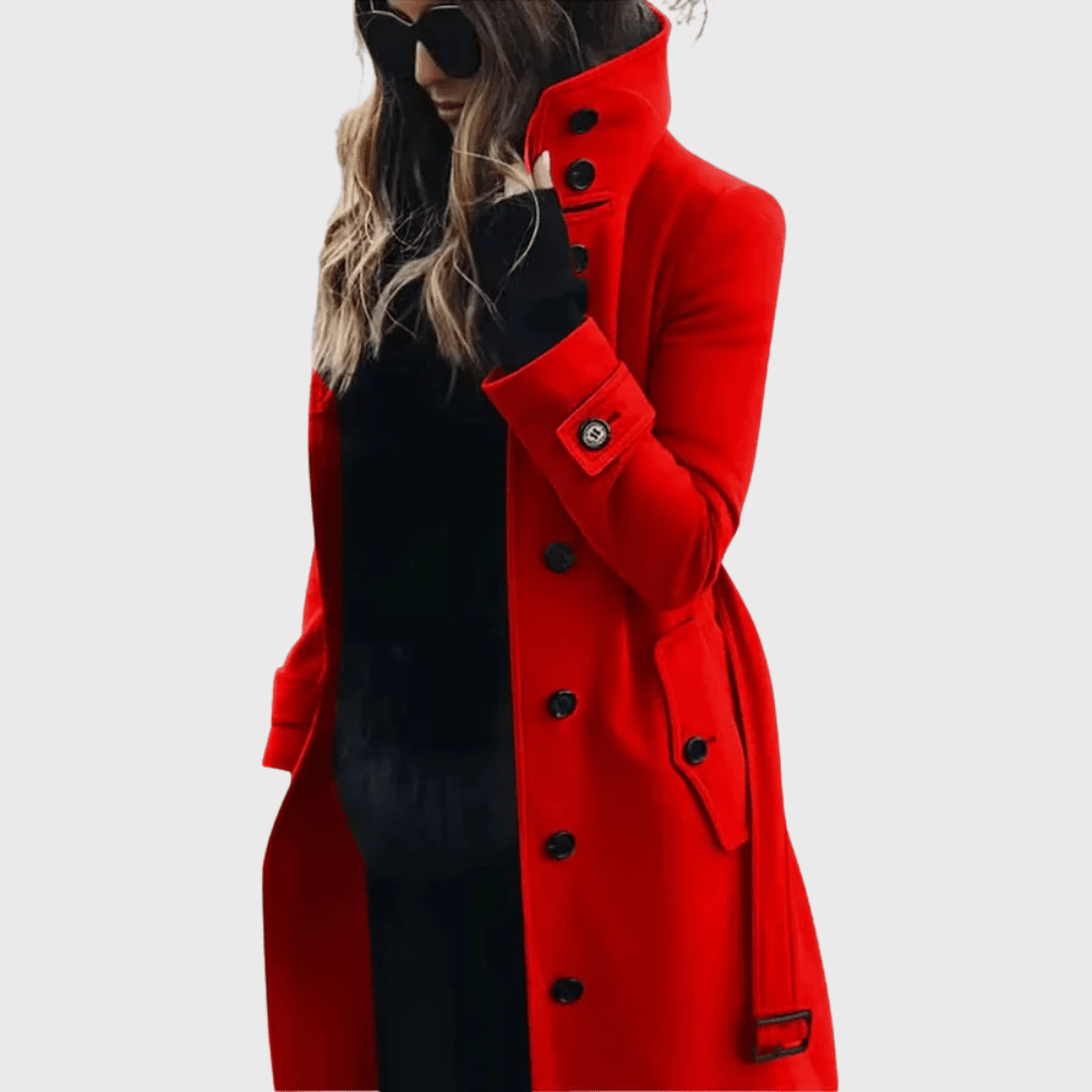 Umami | Women’s Coat | Button Front High Stand Collar - Nalani - Fashion Clothing and Decor