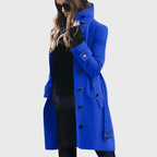 Umami | Women’s Coat | Button Front High Stand Collar - Nalani - Fashion Clothing and Decor