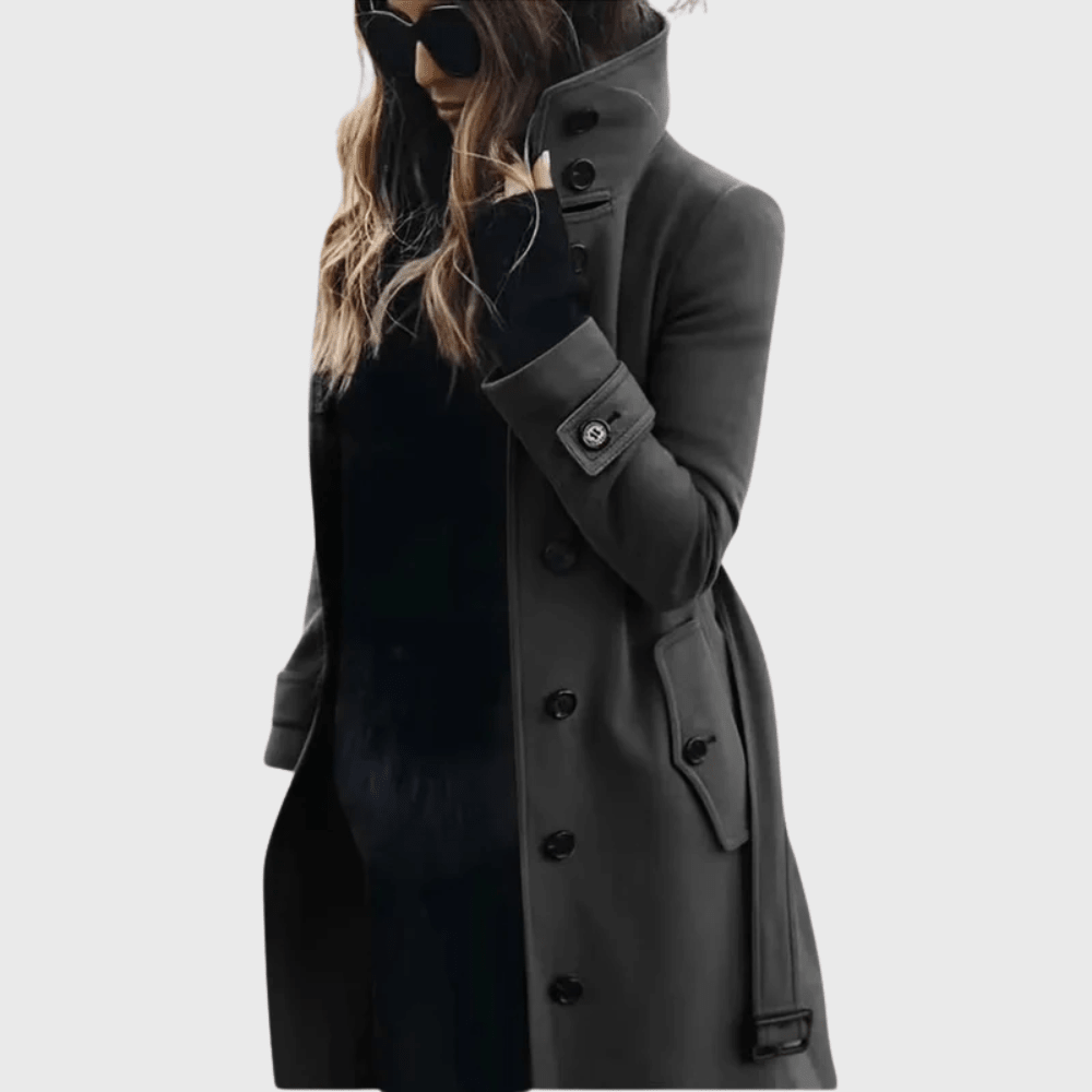 Umami | Women’s Coat | Button Front High Stand Collar - Nalani - Fashion Clothing and Decor