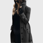 Umami | Women’s Coat | Button Front High Stand Collar - Nalani - Fashion Clothing and Decor