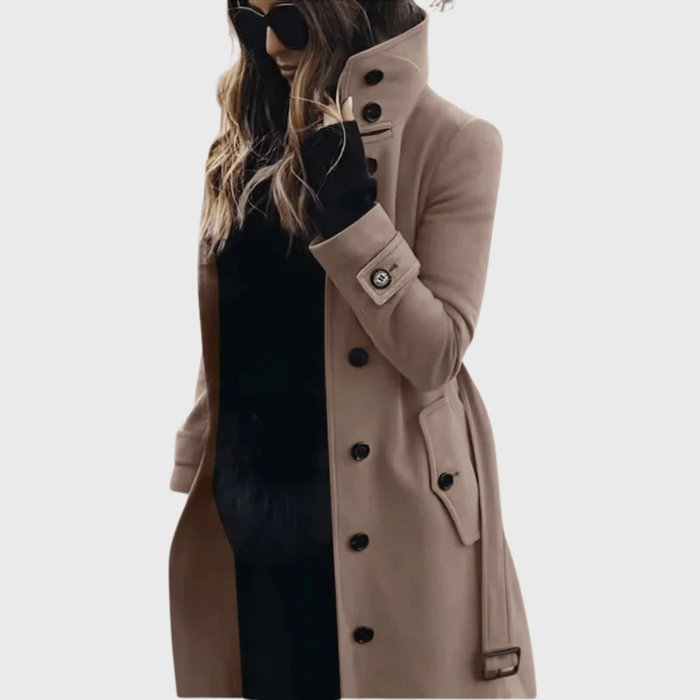 Umami | Women’s Coat | Button Front High Stand Collar - Nalani - Fashion Clothing and Decor