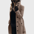 Umami | Women’s Coat | Button Front High Stand Collar - Nalani - Fashion Clothing and Decor