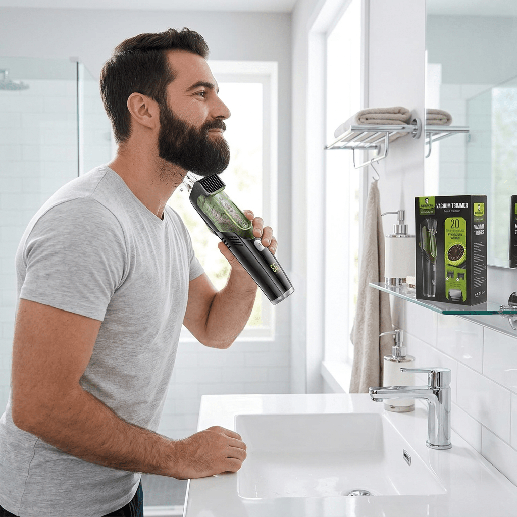 Vacuum Beard Trimmer with Hair Catcher – USB Rechargeable Wet & Dry Trimmer for Beard, Mustache & Body Hair - Nalani - Fashion Clothing and Decor