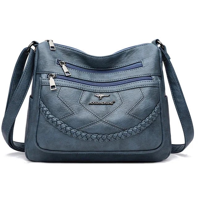 Vegan Leather Crossbody Bag With Secure Zipper Pockets - Nalani - UK Fashion Clothing and Decor