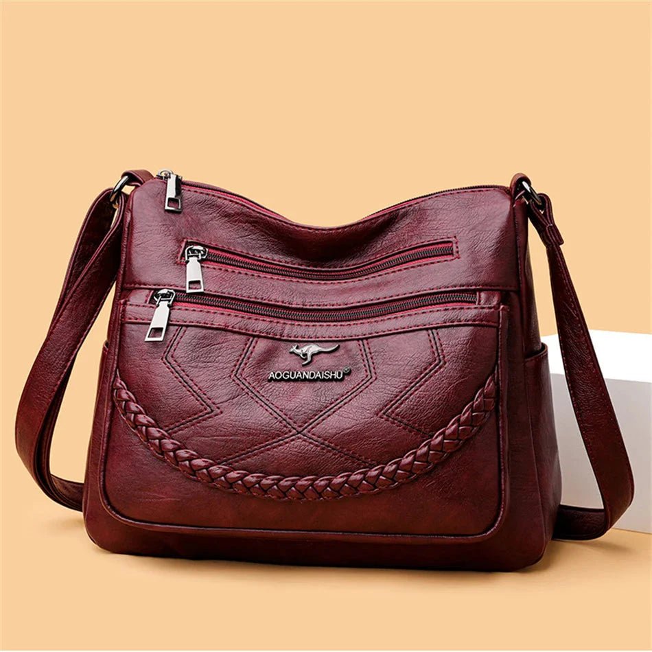 Vegan Leather Crossbody Bag With Secure Zipper Pockets - Nalani - UK Fashion Clothing and Decor