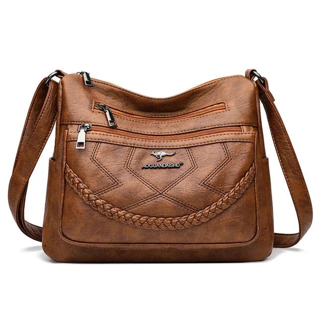Vegan Leather Crossbody Bag With Secure Zipper Pockets - Nalani - UK Fashion Clothing and Decor