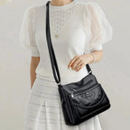 Vegan Leather Crossbody Bag With Secure Zipper Pockets - Nalani - UK Fashion Clothing and Decor