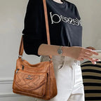 Vegan Leather Crossbody Bag With Secure Zipper Pockets - Nalani - UK Fashion Clothing and Decor
