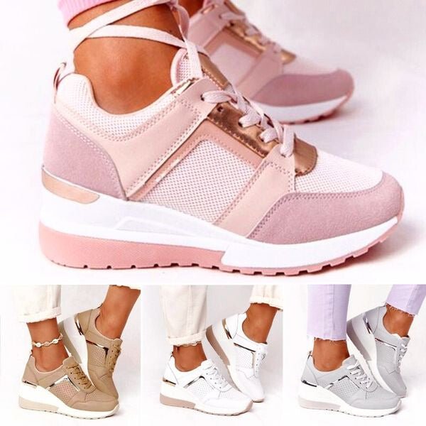 Veloura | Casual lace - up wedge sneakers for women with shiny details | Fashion - Nalani - Fashion Clothing and Decor
