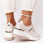Veloura | Casual lace - up wedge sneakers for women with shiny details | Fashion - Nalani - Fashion Clothing and Decor