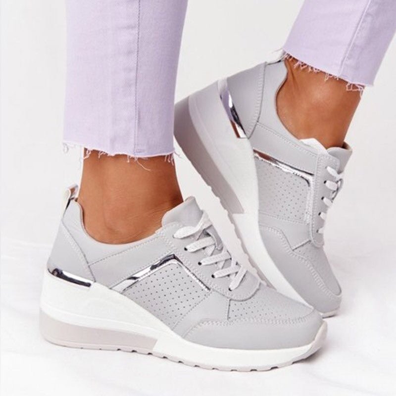 Veloura | Casual lace - up wedge sneakers for women with shiny details | Fashion - Nalani - Fashion Clothing and Decor