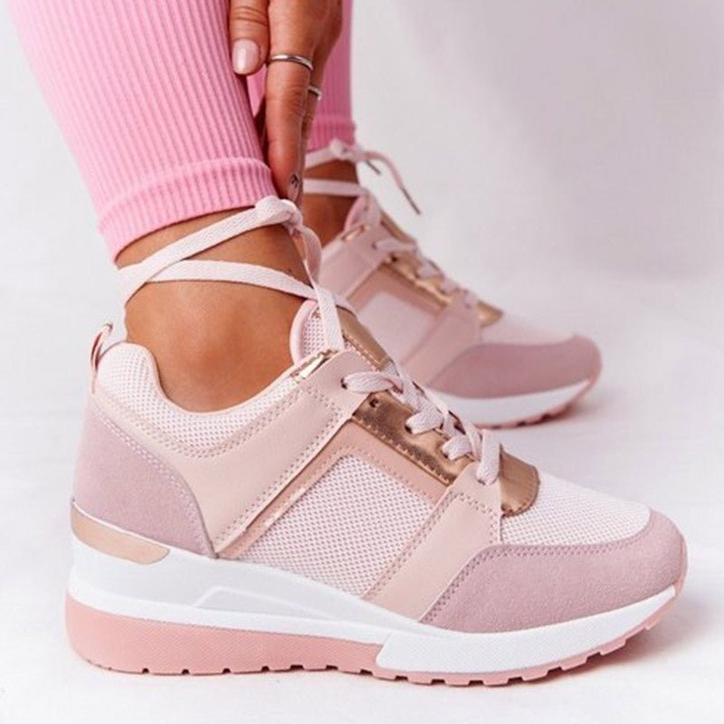 Veloura | Casual lace - up wedge sneakers for women with shiny details | Fashion - Nalani - Fashion Clothing and Decor