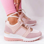 Veloura | Casual lace - up wedge sneakers for women with shiny details | Fashion - Nalani - Fashion Clothing and Decor