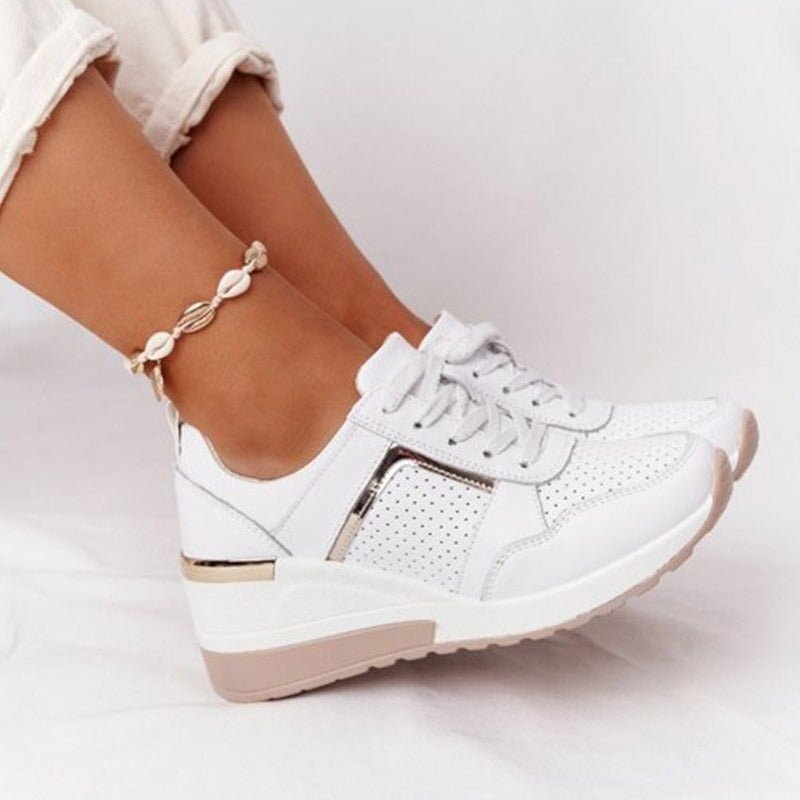 Veloura | Casual lace - up wedge sneakers for women with shiny details | Fashion - Nalani - Fashion Clothing and Decor