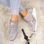 Veloura | Modern lace - up sneakers for women with side zipper | Wedge heel - Nalani - Fashion Clothing and Decor