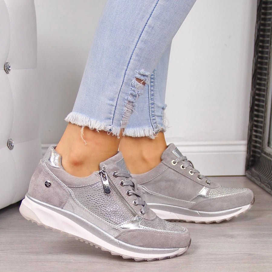 Veloura | Modern lace - up sneakers for women with side zipper | Wedge heel - Nalani - Fashion Clothing and Decor