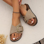 Veloura | Women's Cork Mules with Buckle Strap Design - Nalani - Fashion Clothing and Decor