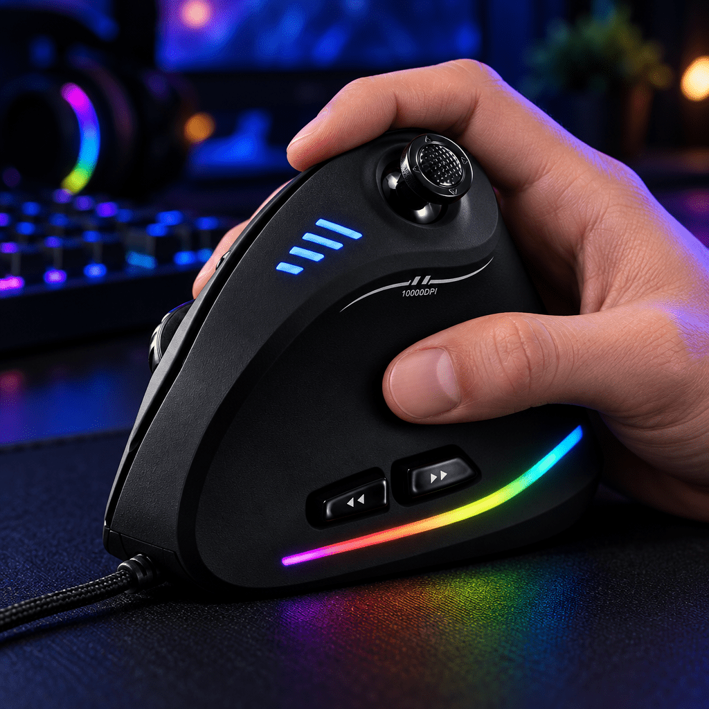 Vertical RGB Gaming Mouse with Joystick and 11 Programmable Buttons – Ergonomic Mouse up to 10,000 DPI – Kryvos - Nalani - Fashion Clothing and Decor