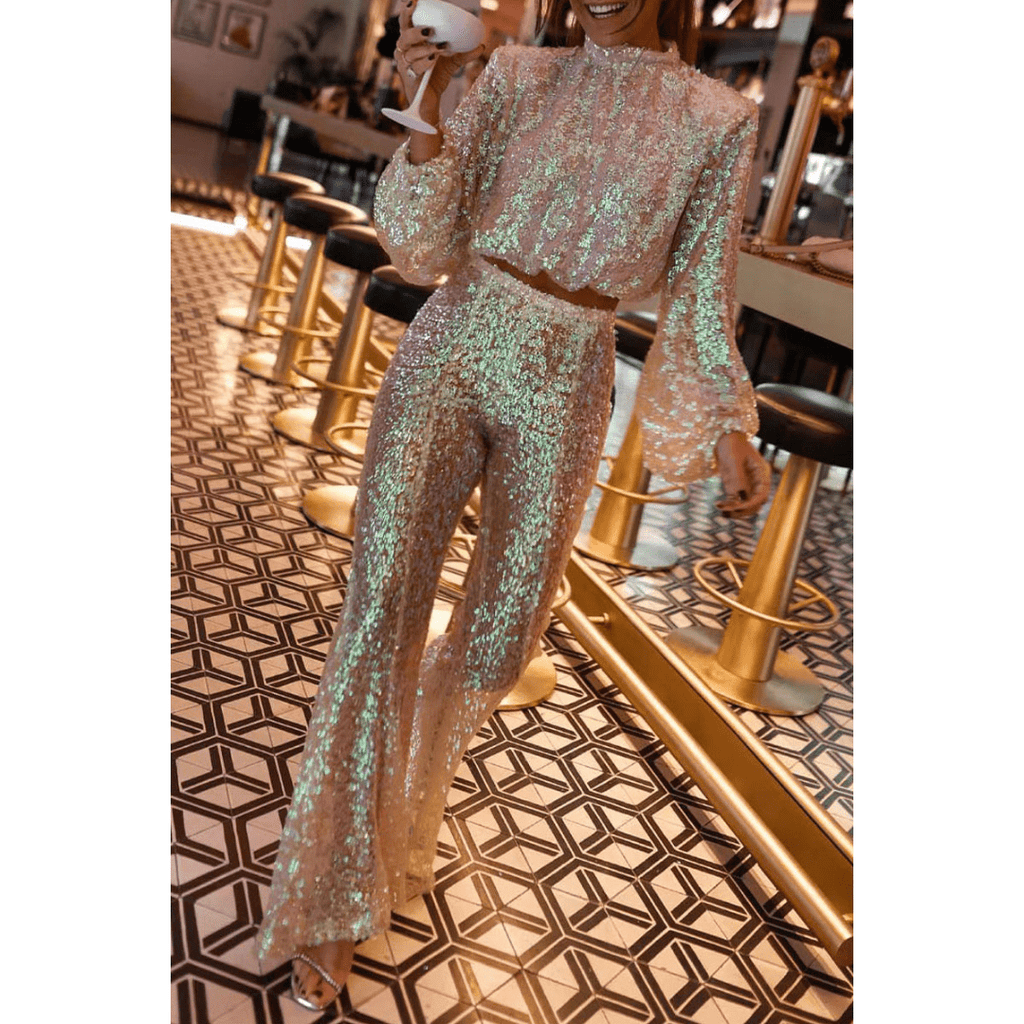 Virelle | Women's Evening Sequin Two - Piece Set | Casual - Nalani - Fashion Clothing and Decor