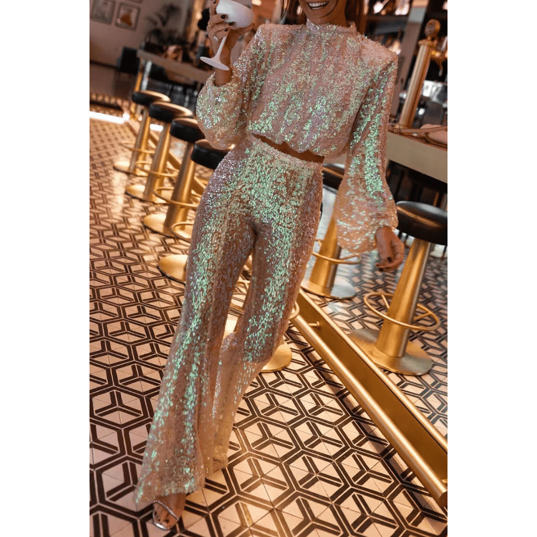 Virelle | Women's Evening Sequin Two - Piece Set | Casual - Nalani - Fashion Clothing and Decor