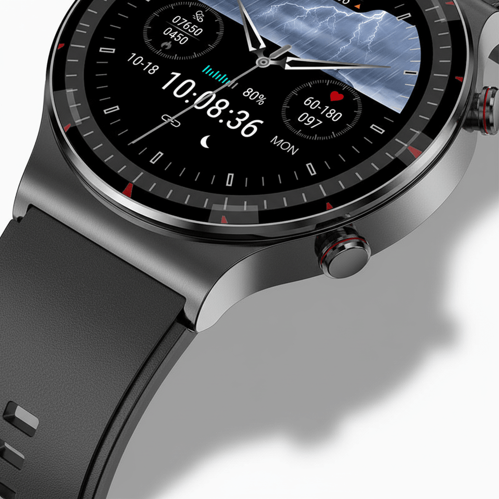 VitalWatch | Round Smartwatch with Advanced Health & Fitness Sensors - Full Touch Heart Rate, Sleep & Activity Tracker for Android & iOS - Nalani - Fashion Clothing and Decor