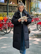 Warm Elegant Long Winter Coat With Hood For Women Chic - Nalani - UK Fashion Clothing and Decor