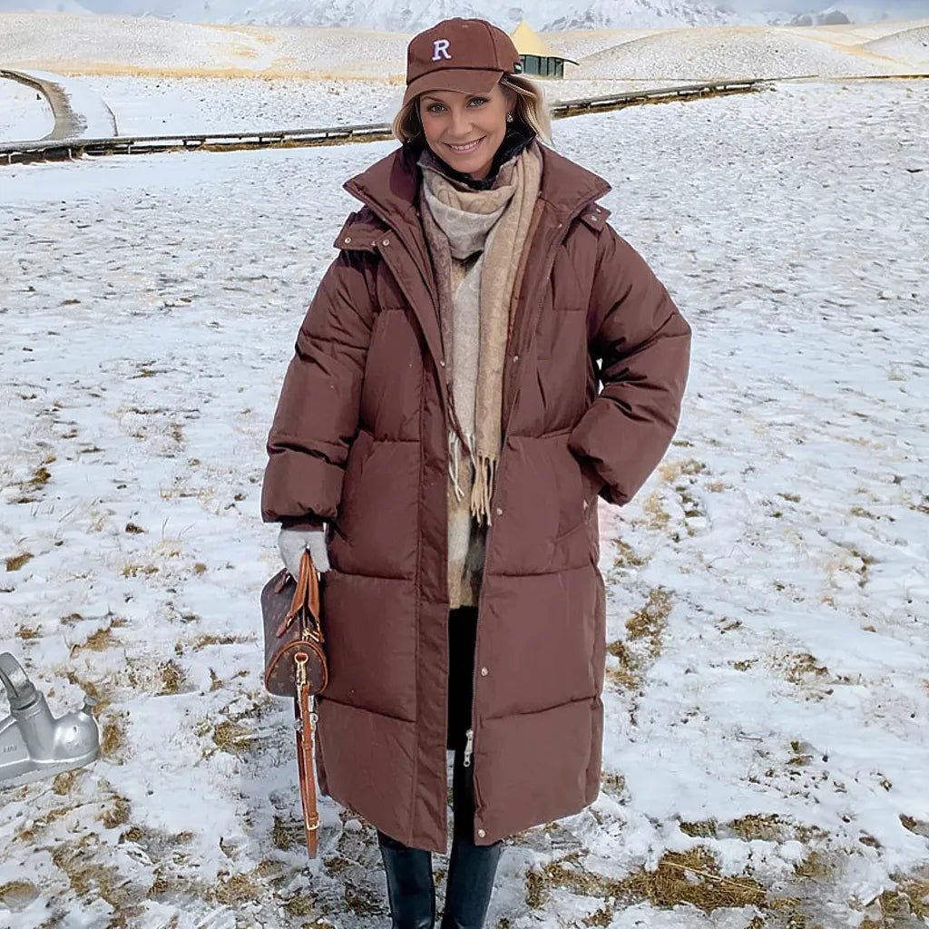 Warm Elegant Long Winter Coat With Hood For Women Chic - Nalani - UK Fashion Clothing and Decor