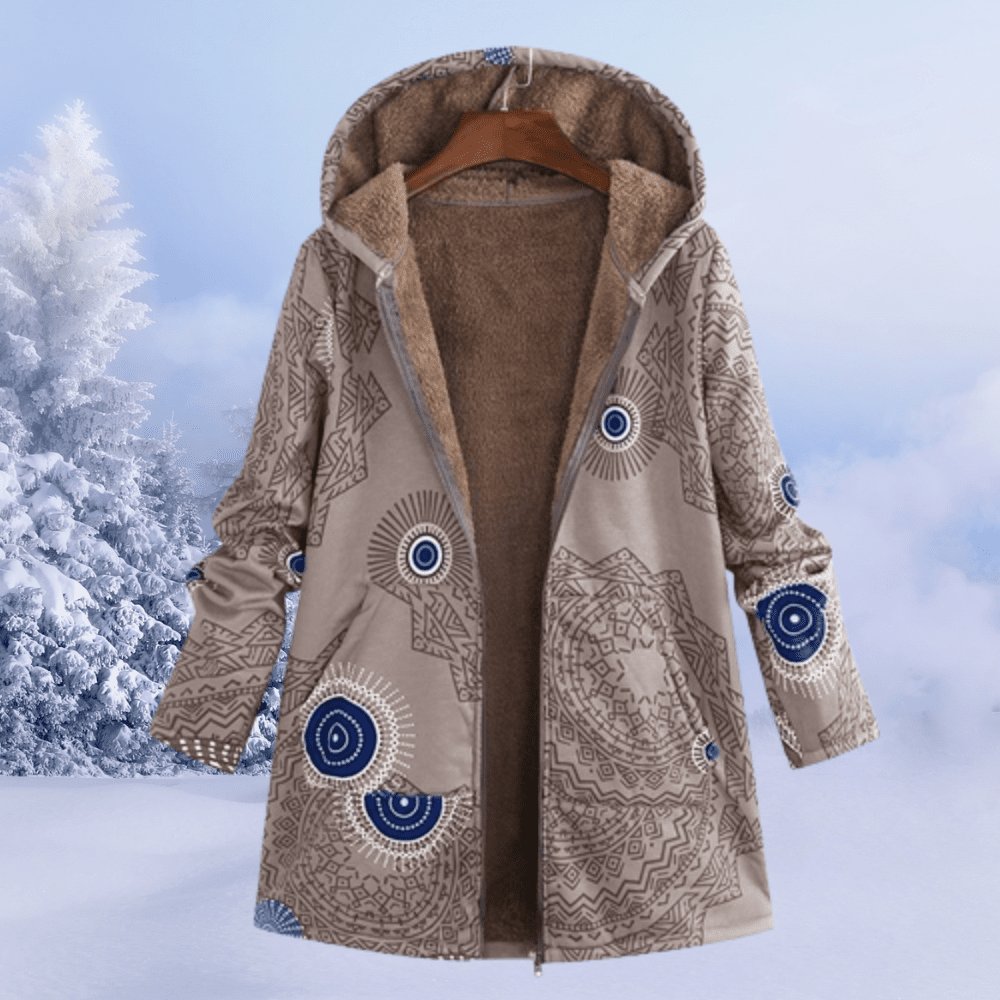 Warm Floral Winter Jacket With Padded Insulation For Cold - Nalani - UK Fashion Clothing and Decor