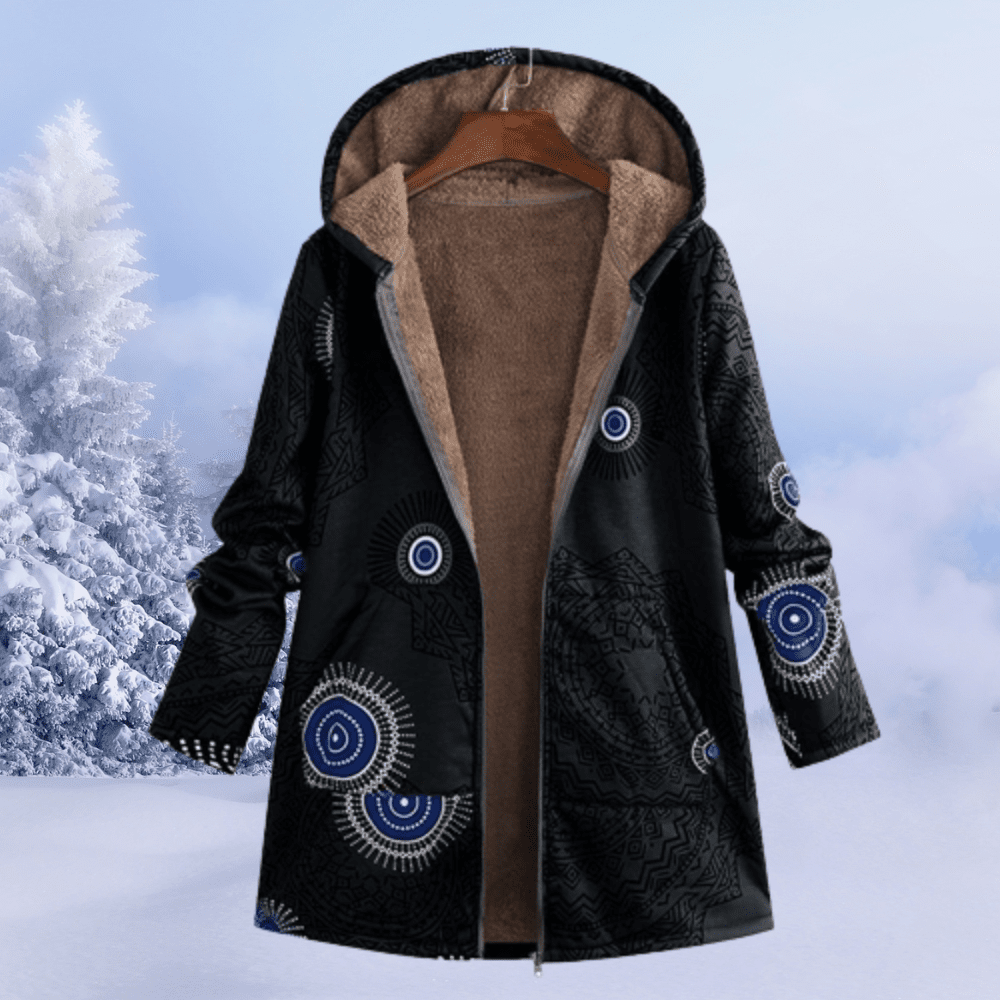 Warm Floral Winter Jacket With Padded Insulation For Cold - Nalani - UK Fashion Clothing and Decor