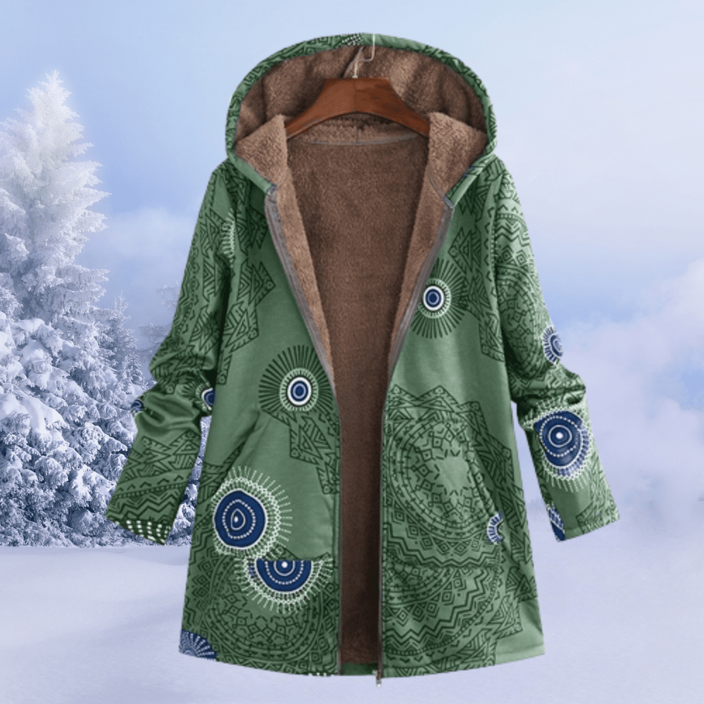 Warm Floral Winter Jacket With Padded Insulation For Cold - Nalani - UK Fashion Clothing and Decor