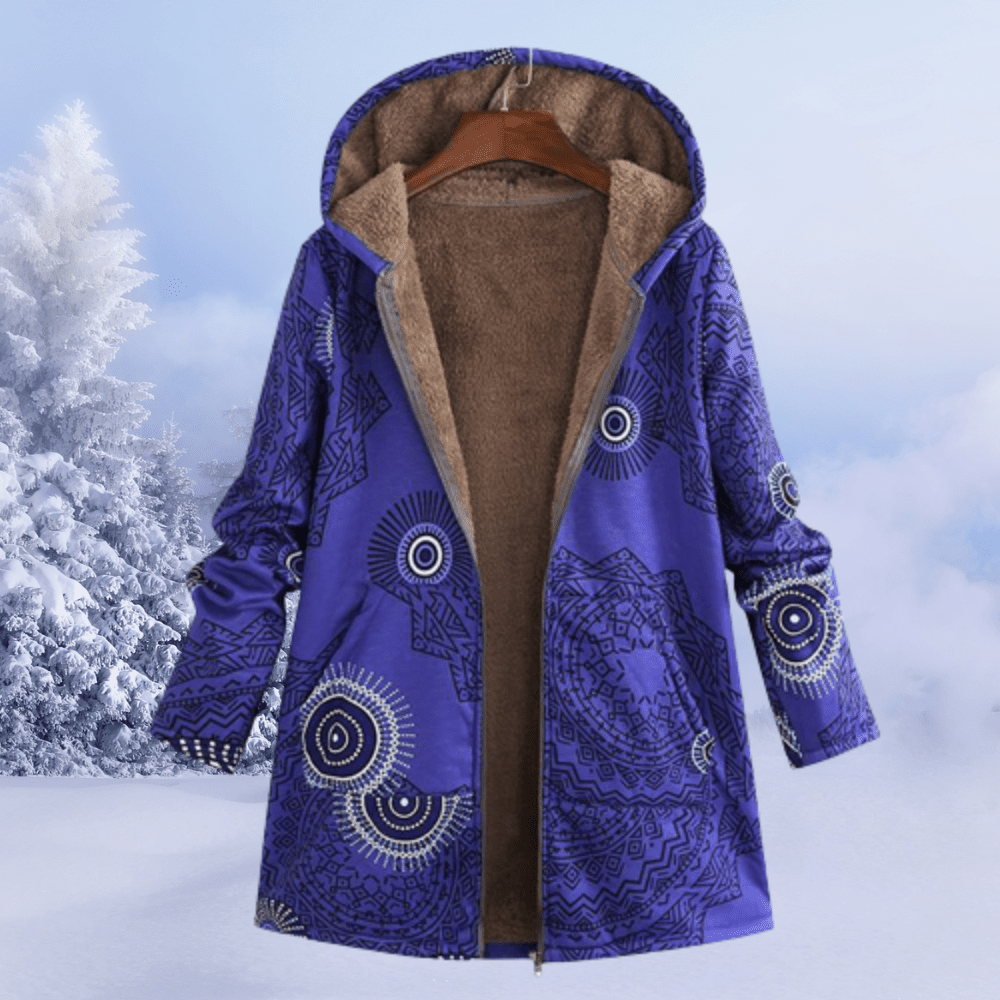 Warm Floral Winter Jacket With Padded Insulation For Cold - Nalani - UK Fashion Clothing and Decor