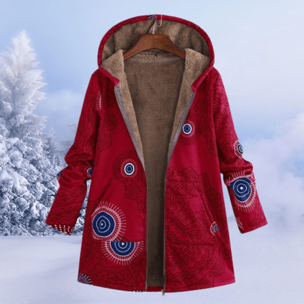 Warm Floral Winter Jacket With Padded Insulation For Cold - Nalani - UK Fashion Clothing and Decor