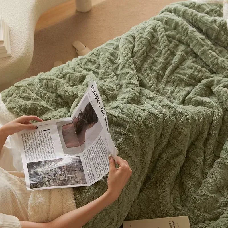 WarmWool | Thick Lambswool Blanket for Winter - Heavyweight Warm Wool Throw Blanket for Bed & Couch, Soft Thermal Plaid for Cold Nights - Nalani - Fashion Clothing and Decor