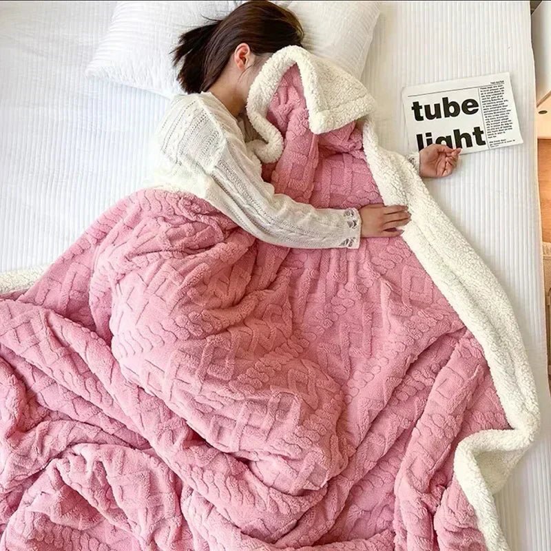WarmWool | Thick Lambswool Blanket for Winter - Heavyweight Warm Wool Throw Blanket for Bed & Couch, Soft Thermal Plaid for Cold Nights - Nalani - Fashion Clothing and Decor