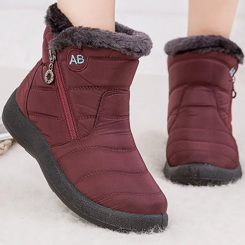 Water Resistant Faux Fur Lined Mid Calf Boots With Side Zipper - Nalani - UK Fashion Clothing and Decor