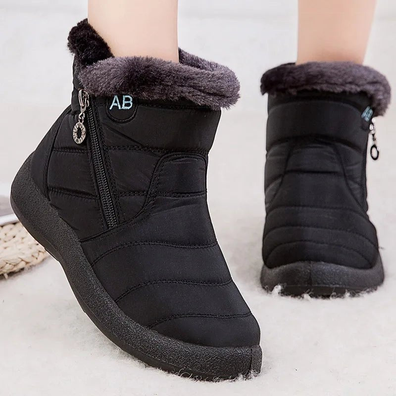Water Resistant Faux Fur Lined Mid Calf Boots With Side Zipper - Nalani - UK Fashion Clothing and Decor