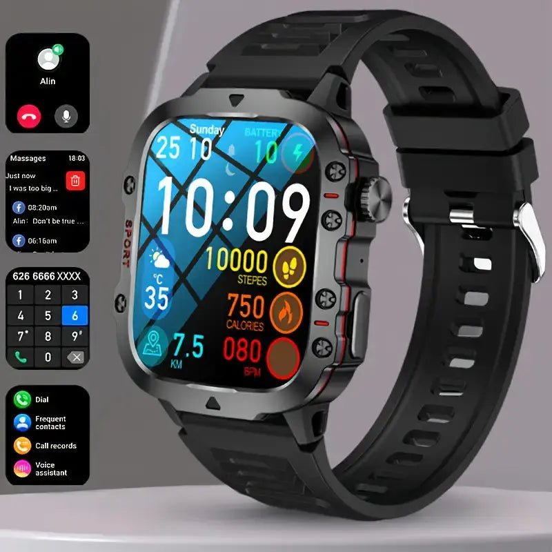 Waterproof Outdoor Smartwatch – Rugged Smart Watch with Bluetooth Calling, Sleep & Activity Tracking, 10-Day Battery – TrailMate - Nalani - Fashion Clothing and Decor