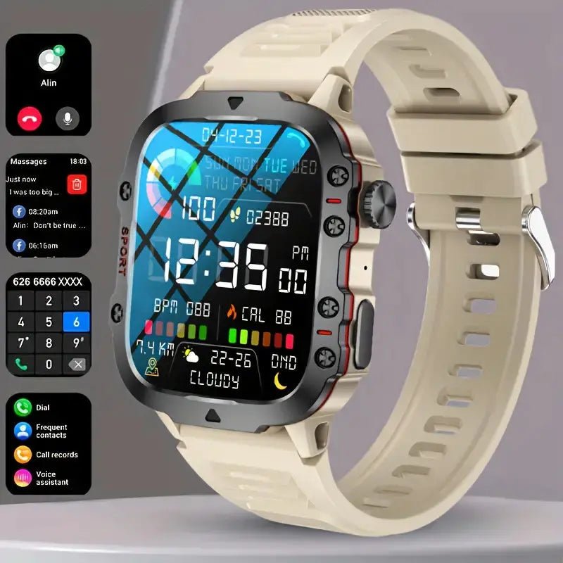 Waterproof Outdoor Smartwatch – Rugged Smart Watch with Bluetooth Calling, Sleep & Activity Tracking, 10-Day Battery – TrailMate - Nalani - Fashion Clothing and Decor
