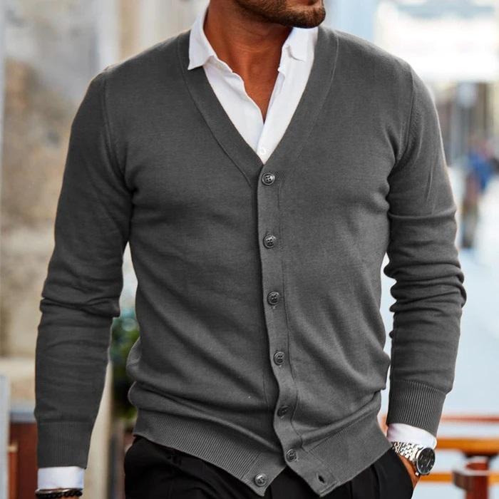 Weaver - Men Cardigan V Neck Button Front Casual Lightweight Knitwear - Nalani - Fashion Clothing and Decor